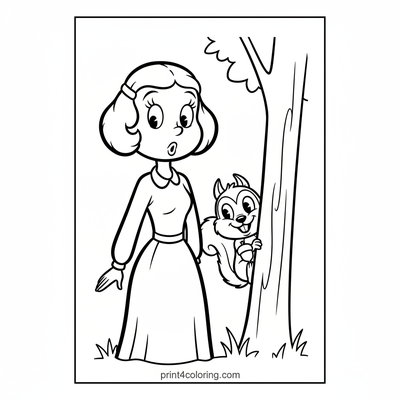 Olive Oyl's Acorn Surprise - free printable coloring page