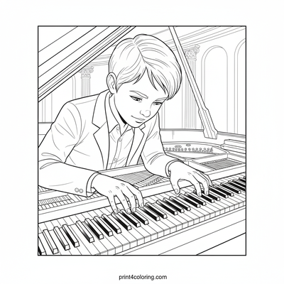 The Young Virtuoso's Grand Piano Moment - free printable coloring page