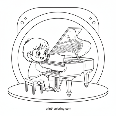 The Little Virtuoso's Grand Performance - free printable coloring page