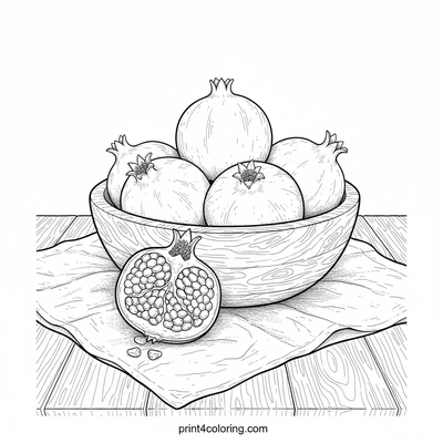 Ruby Red Pomegranate Bounty - free printable coloring page