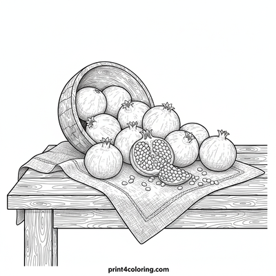 Ruby Red Pomegranate Feast - free printable coloring page