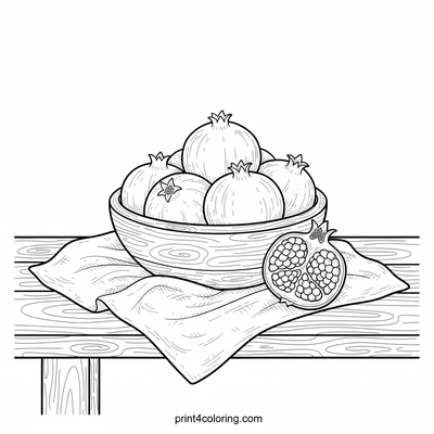 Cozy Pomegranate Bounty - free printable coloring page