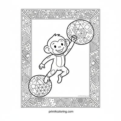 Astro-Monkey's Daring Asteroid Leap - free printable coloring page