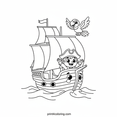 Jolly Pirate Ship Adventure - free printable coloring page