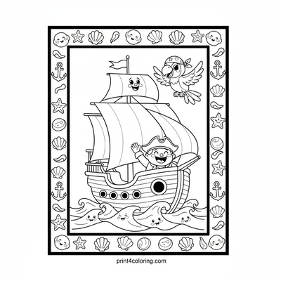 Jolly Pirate Voyage - free printable coloring page
