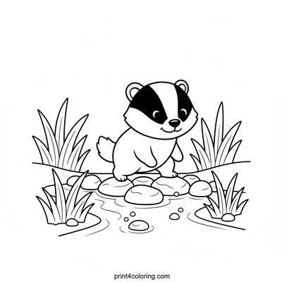 Badger's Bubbly Stream Adventure - free printable coloring page