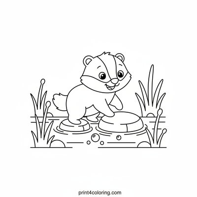 Brave Badger's Bubbly Stream Adventure - free printable coloring page