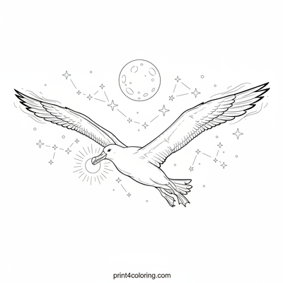 Cosmic Navigator Albatross - free printable coloring page