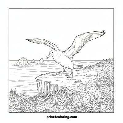 Grand Albatross Cliff Landing - free printable coloring page