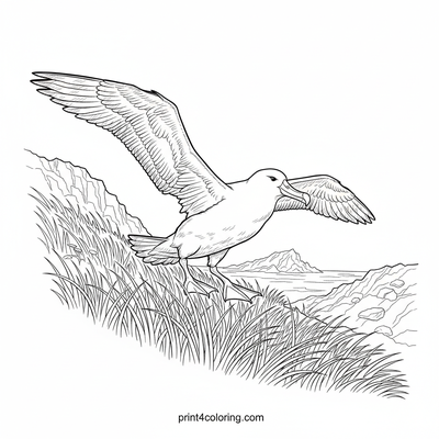 Grand Albatross Cliff Landing - free printable coloring page