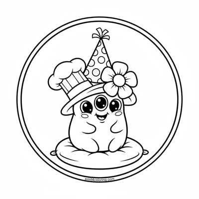 Giggles Galore: Alien's Silly Hat Party! - free printable coloring page
