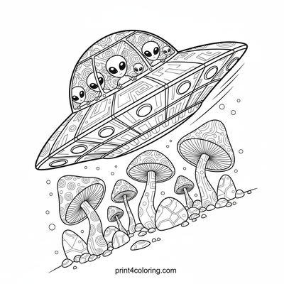 Galactic Discovery: Alien Explorers on Planet Lumina - free printable coloring page