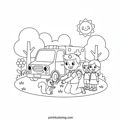 Park Hero Ambulance - free printable coloring page