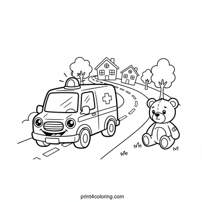 Cheerful Ambulance to the Rescue! - free printable coloring page