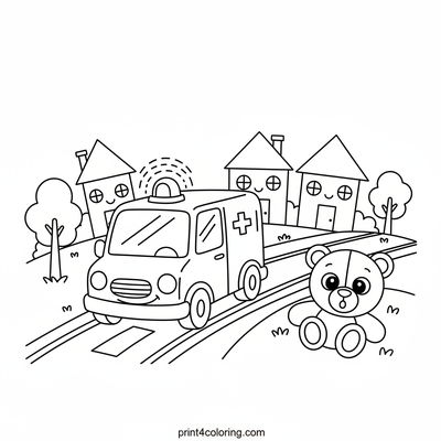 Heroic Ambulance to the Rescue! - free printable coloring page