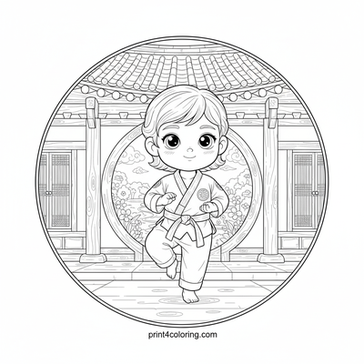 Little Master's Ancient Dojo - free printable coloring page