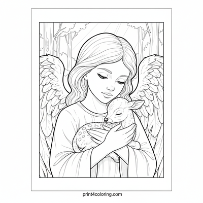 Guardian Angel's Gentle Embrace - free printable coloring page