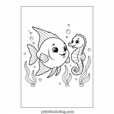 Friendly Ocean Pals: Angelfish and Seahorse Adventure
