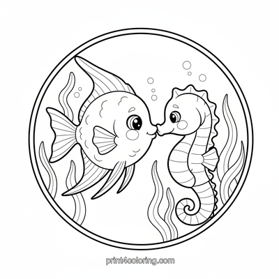 Angelfish and Seahorse's Cozy Friendship
