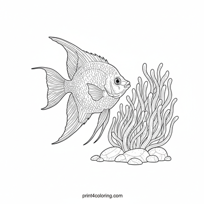 Angelfish's Hidden Anemone Haven - free printable coloring page