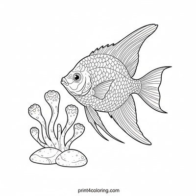 Intricate Angelfish and Anemone Hideaway - free printable coloring page
