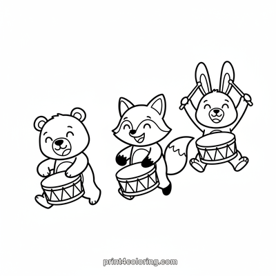 Animal Bongo Band Jamboree! - free printable coloring page