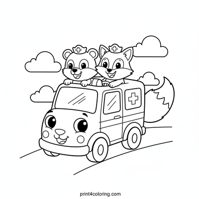 Fuzzy First Responders on a Roll! - free printable coloring page