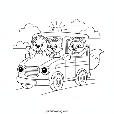 Furry First Responders on the Go! - free printable coloring page
