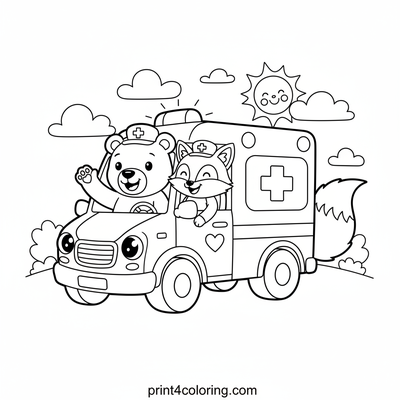 Animal Paramedics on a Whimsical Rescue! - free printable coloring page