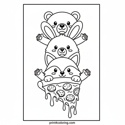 Critter Pizza Feast! A Cheesy Animal Party - free printable coloring page