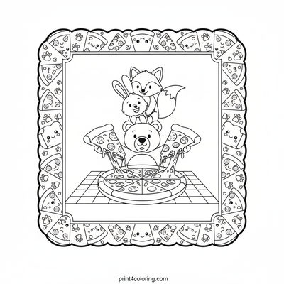 Paws-itively Delicious Pizza Party! - free printable coloring page