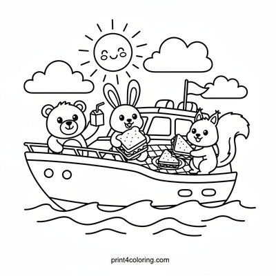 Sunny Seas Animal Picnic Party - free printable coloring page