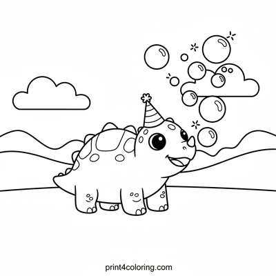 Ankylosaurus's Bubble Party! - free printable coloring page