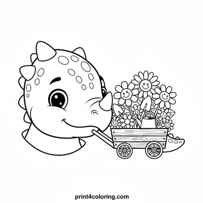 Friendly Ankylosaurus's Garden Day - free printable coloring page
