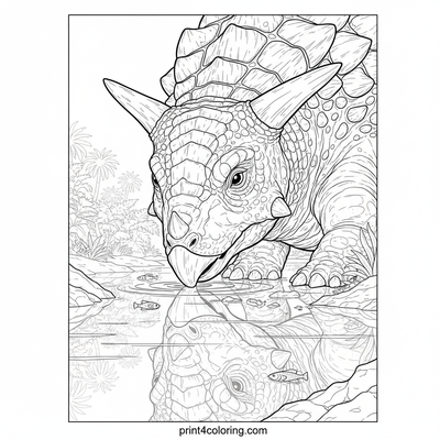 Mighty Ankylosaurus's River Drink - free printable coloring page
