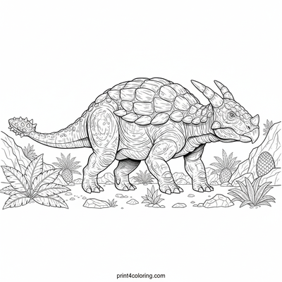 Armored Giant's Ancient Stroll - free printable coloring page