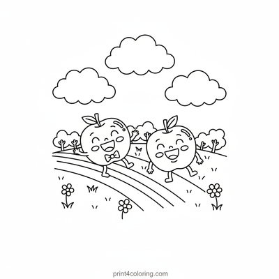 Giggling Apple Rollers - free printable coloring page