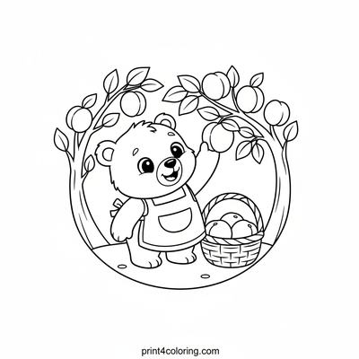 Sweet Apricot Harvest Bear - free printable coloring page