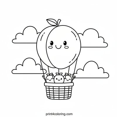 Happy Apricot Hot Air Balloon Adventure! - free printable coloring page