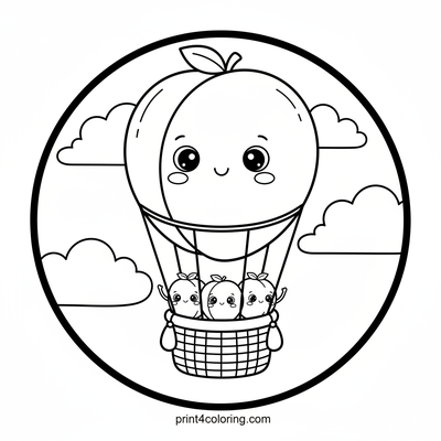 Apricot Air Balloon Adventure - free printable coloring page