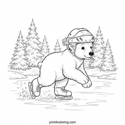 Arctic Cub's Icy Adventure: First Skates - free printable coloring page