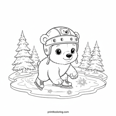 Wobbly Wonders: Arctic Cub's Ice Debut - free printable coloring page