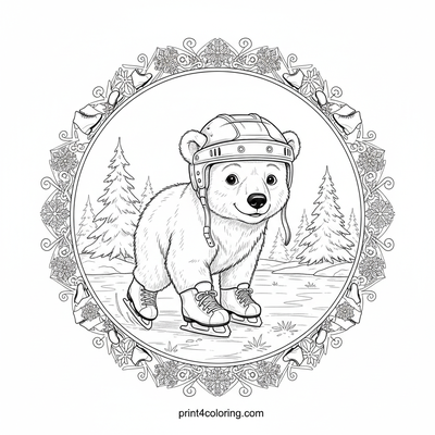 Arctic Cub's First Skate: A Wobbly Winter Adventure - free printable coloring page