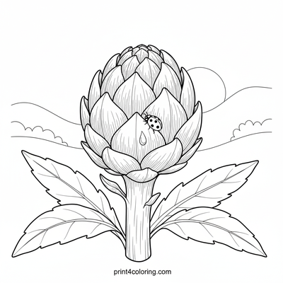 Artichoke's Dewdrop Friend - free printable coloring page