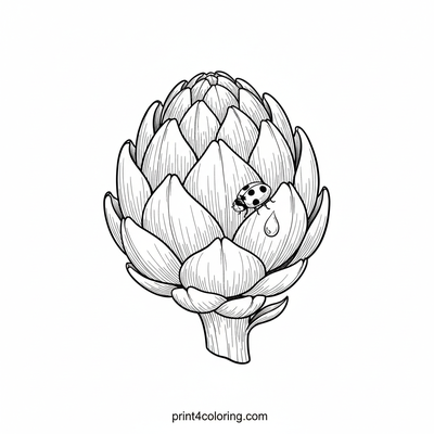 Artichoke Adventure: Ladybug's Dewdrop Discovery - free printable coloring page
