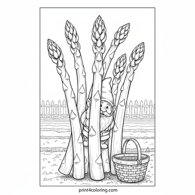 Asparagus Harvest Hustle: Gnome's Garden Parade - free printable coloring page