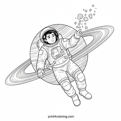 Astronaut's Ring Discovery - free printable coloring page