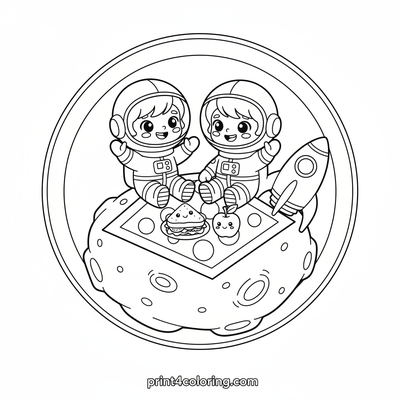 Astronauts' Cozy Asteroid Picnic