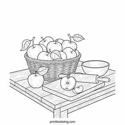 Autumn's Apple Baking Delight - free printable coloring page