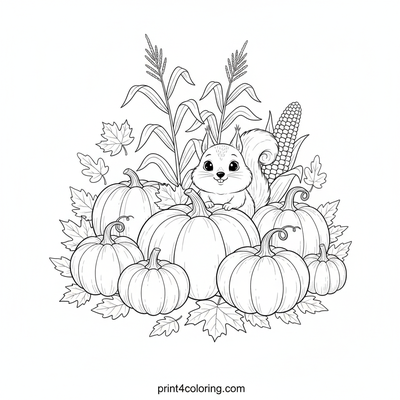 Cozy Autumn Harvest Bounty - free printable coloring page